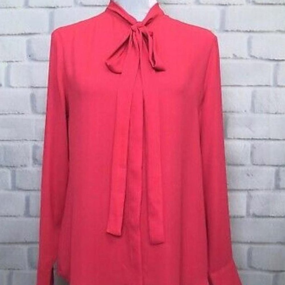Bright Pink NWT Banana Republic Bow Tie Blouse PXS